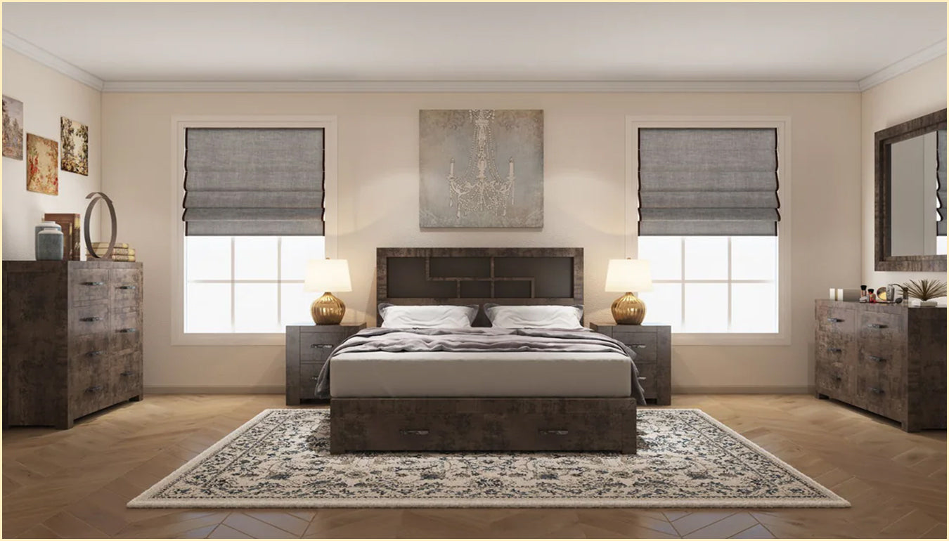 Catmint 5pc Bed Frame Suite Bedside Dresser