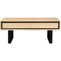 Aconite Coffee Table 120cm 2 Drawers Solid Messmate Timber Wood - Natural