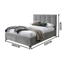 Anko Fabric Queen Bed Frame Storage Drawer Grey