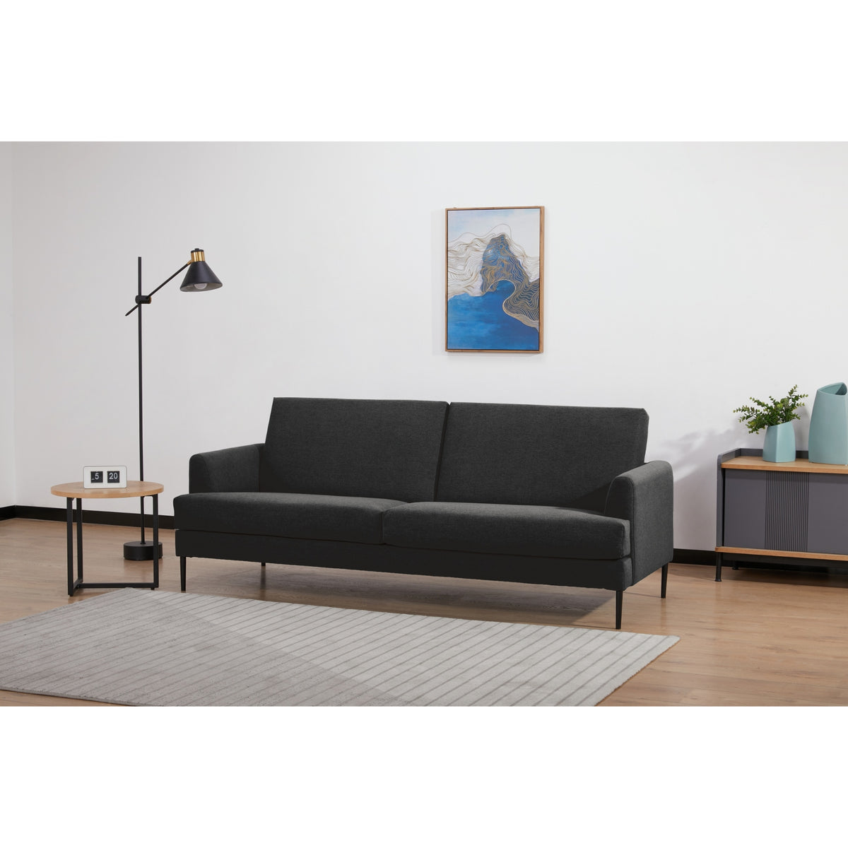 Ariya 3 Seater Fabric Sofa Charcoal
