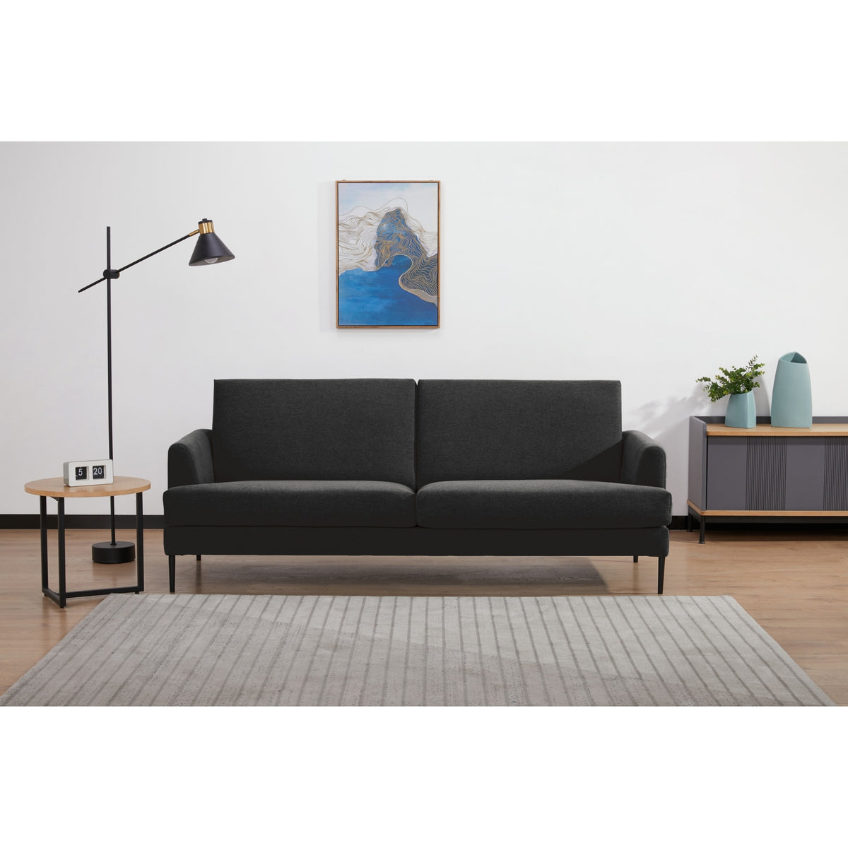 Ariya 3 Seater Fabric Sofa Charcoal