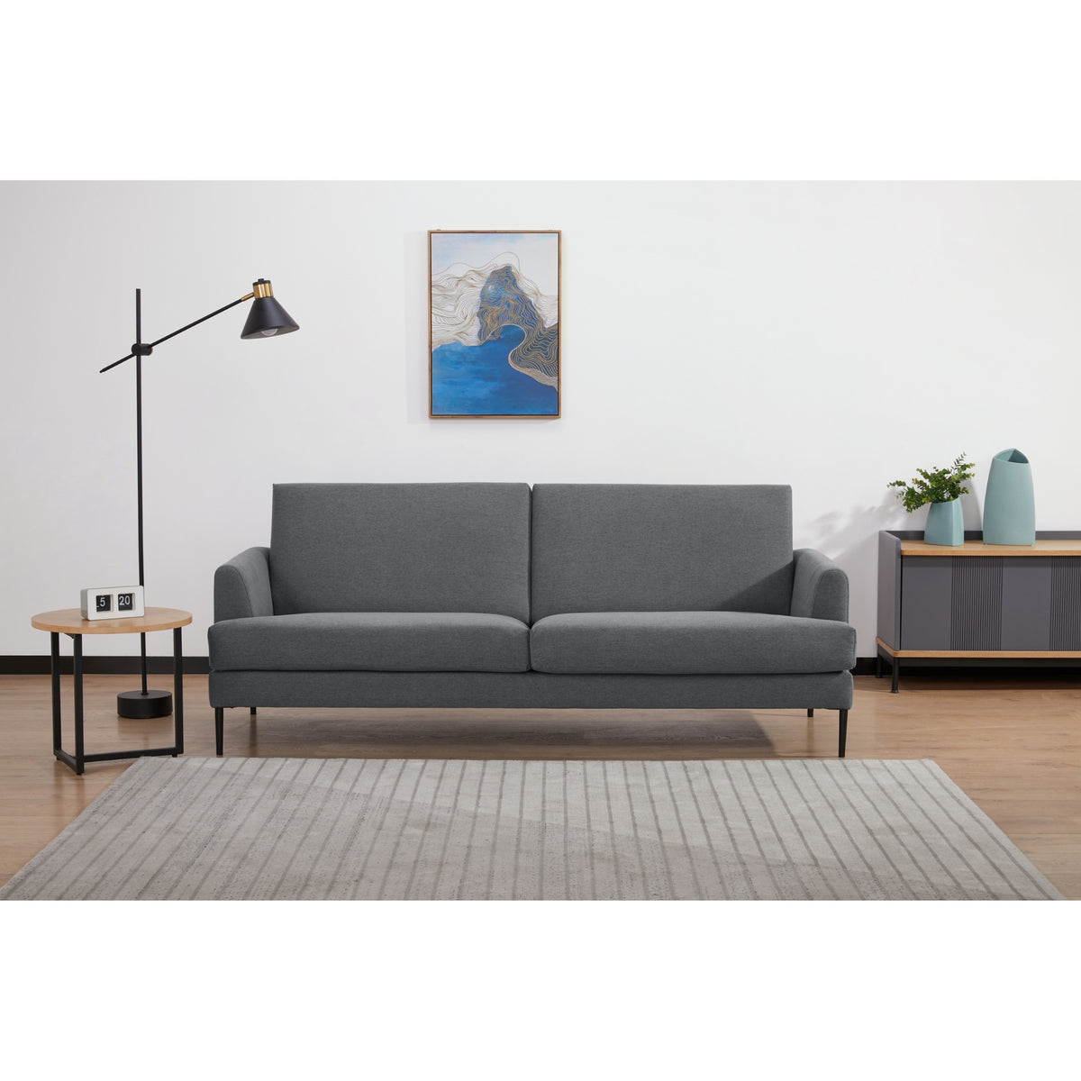 Ariya 3 Seater Fabric Sofa Mid Grey