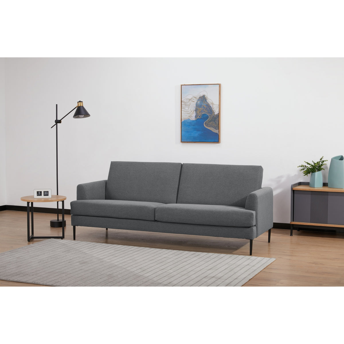 Ariya 3 Seater Fabric Sofa Mid Grey