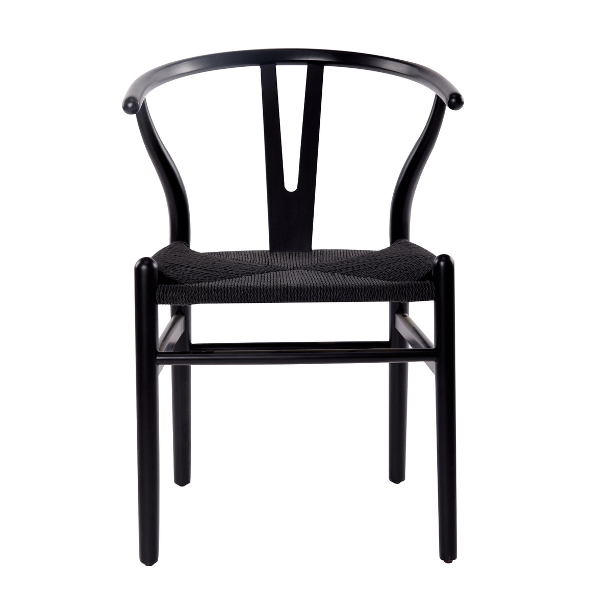 Ark Wishbone 2pc Set Dining Chair Replica Hans Wenger Beech Timber Wood Black