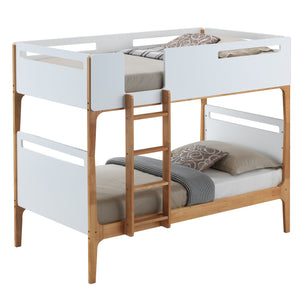 Baby Rose Single Bunk Bed Frame Solid Rubber Timber Wood Loft Furniture - White