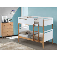 Baby Rose Single Bunk Bed Frame Solid Rubber Timber Wood Loft Furniture - White
