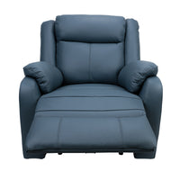 Bella Single Seater Leather Electric Recliner Sofa Lounge Blue 
