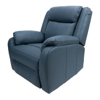 Bella Single Seater Leather Electric Recliner Sofa Lounge Blue
