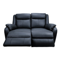 Bella 2 Seater Leather Electric Recliner Sofa Lounge Black
