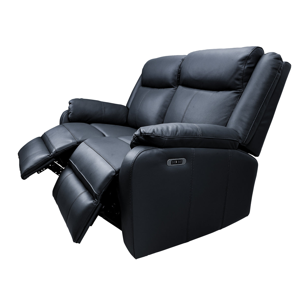 Bella 2 Seater Leather Electric Recliner Sofa Lounge Black 