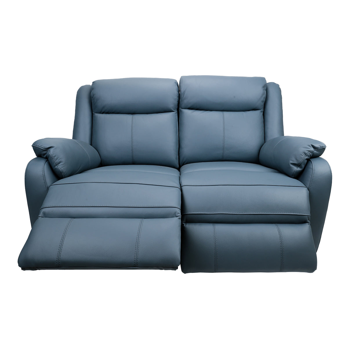 Bella 2 Seater Leather Electric Recliner Sofa Lounge Blue 