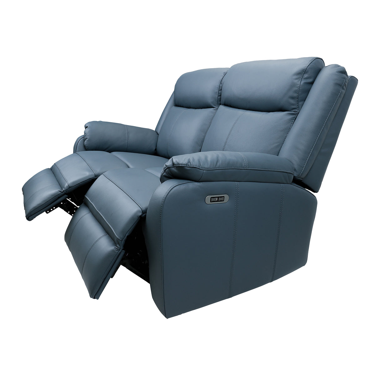 Bella 2 Seater Leather Electric Recliner Sofa Lounge Blue 