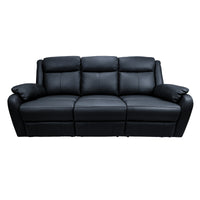 Bella 3 Seater Leather Electric Recliner Sofa Lounge Black