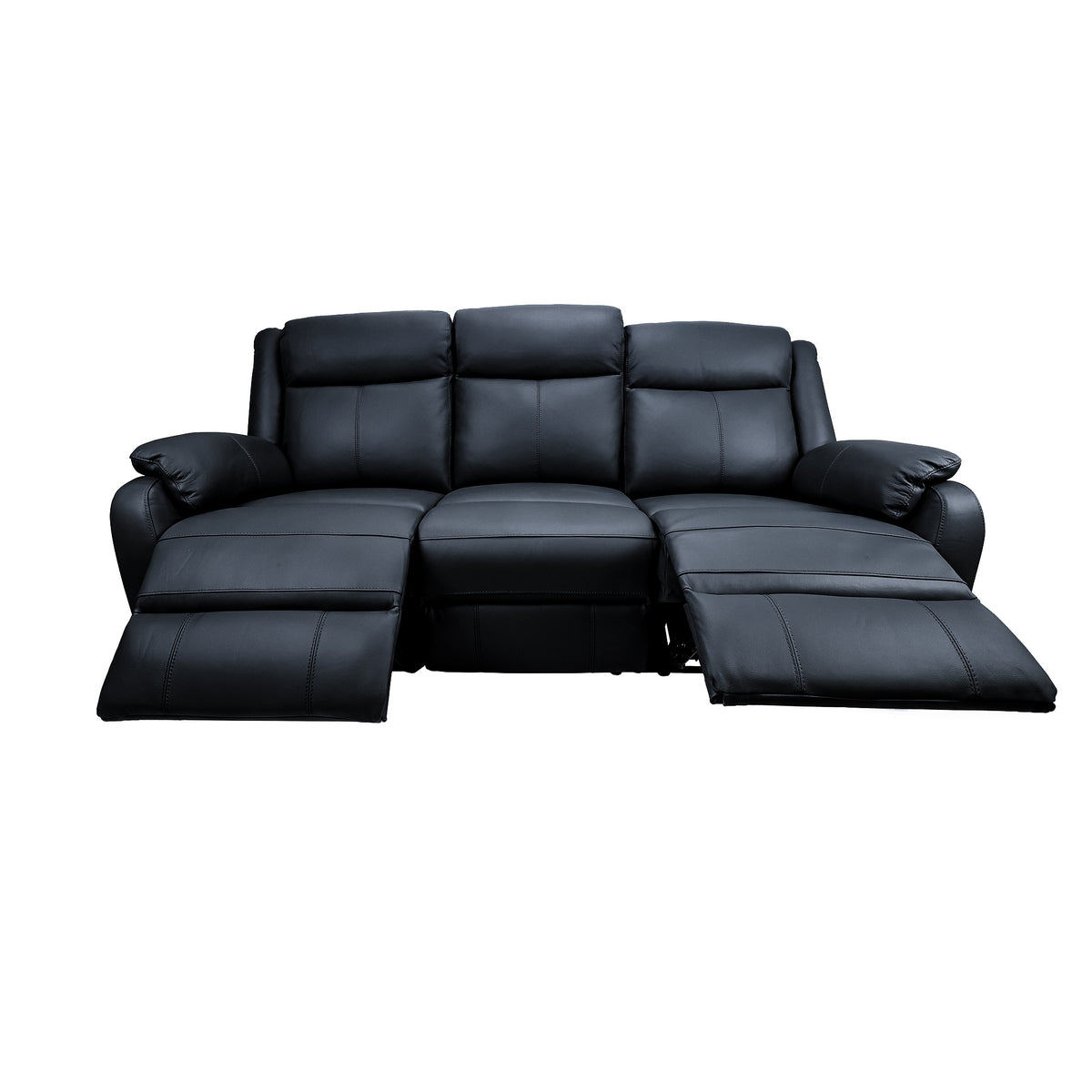 Bella 3 Seater Leather Electric Recliner Sofa Lounge Black