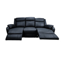 Bella 3 Seater Leather Electric Recliner Sofa Lounge Black