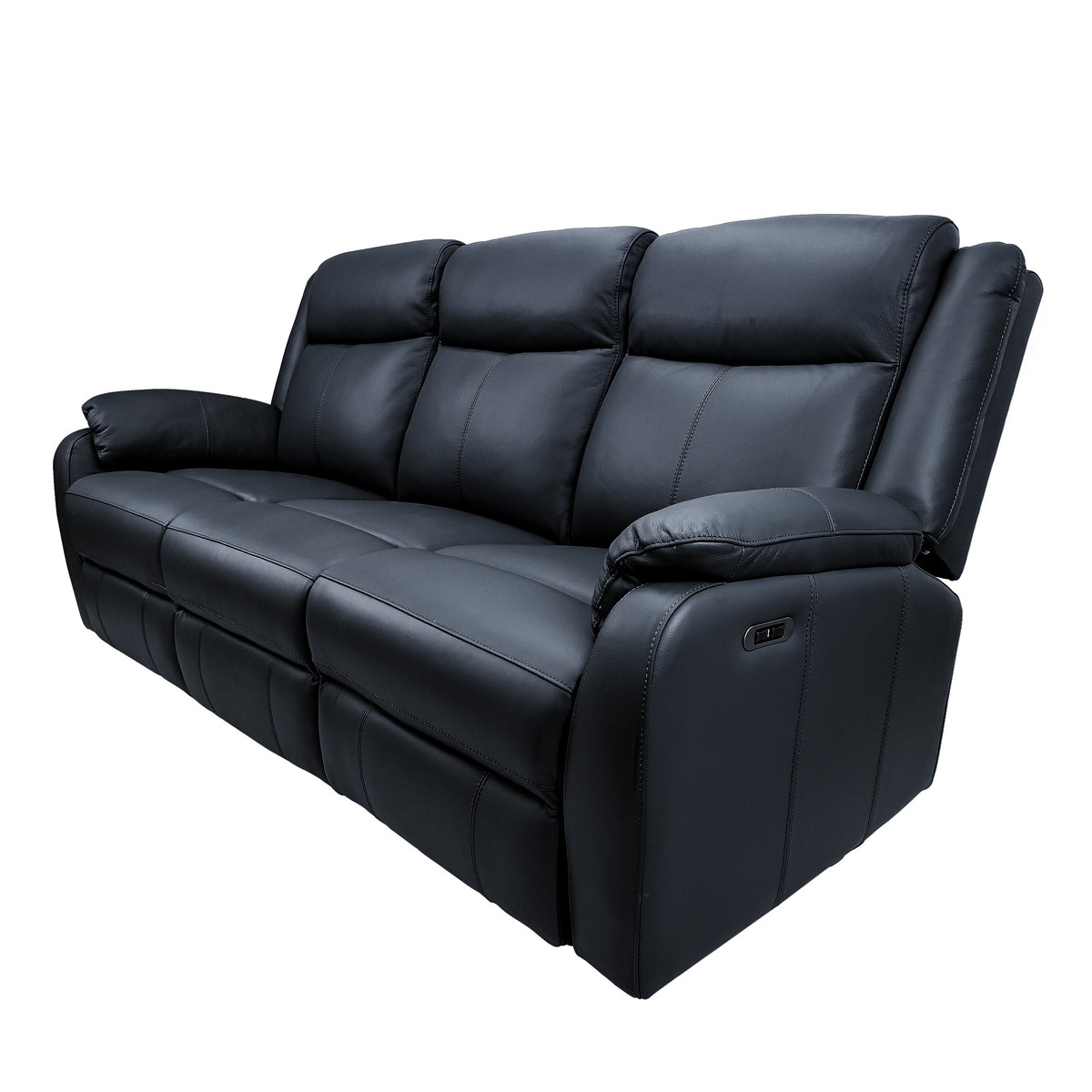 Bella 3 Seater Leather Electric Recliner Sofa Lounge Black