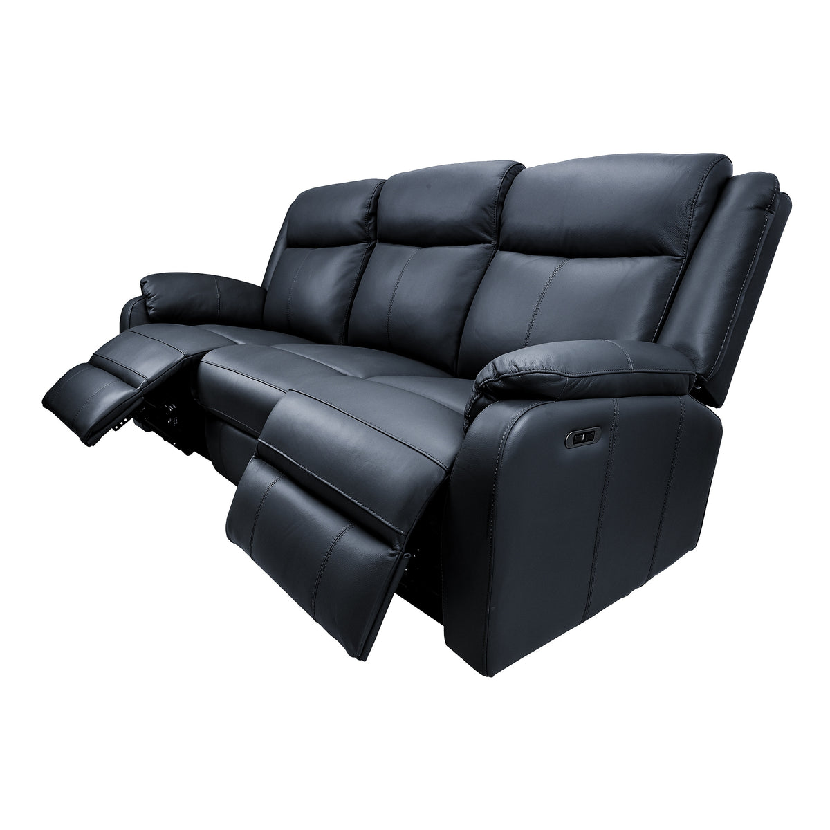Bella 3 Seater Leather Electric Recliner Sofa Lounge Black