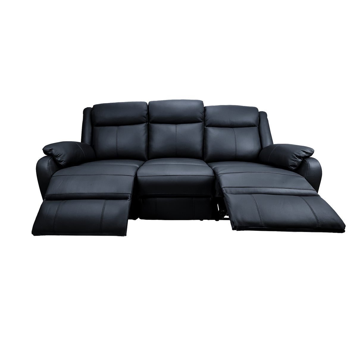 Bella 3+1+1 Seater Leather Electric Recliner Sofa Lounge Black 