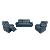 Bella 3+1+1 Seater Leather Electric Recliner Sofa Lounge Blue