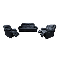 Bella 3+2+1 Seater Leather Electric Recliner Sofa Lounge Black