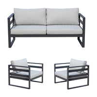 Bellavista 1+1+2 Seater Set Outdoor Chair Sofa Lounge Aluminium Frame Charcoal