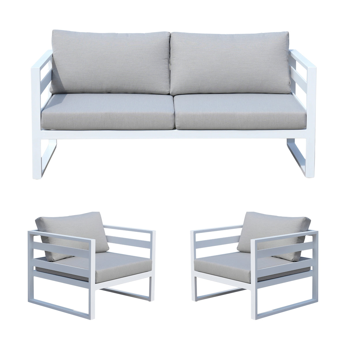 Bellavista 1+1+2 Seater Set Outdoor Chair Sofa Lounge Aluminium Frame White
