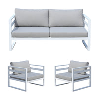 Bellavista 1+1+2 Seater Set Outdoor Chair Sofa Lounge Aluminium Frame White