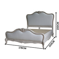 Bordeaux Queen Bed Frame French Provincial Upholstered Grey Wash