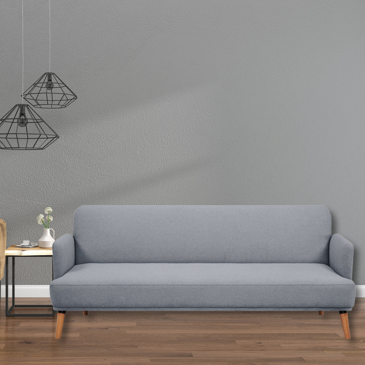 Brianna 3 Seater Fabric Sofa Bed Light Grey