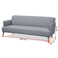 Brianna 3 Seater Fabric Sofa Bed Light Grey