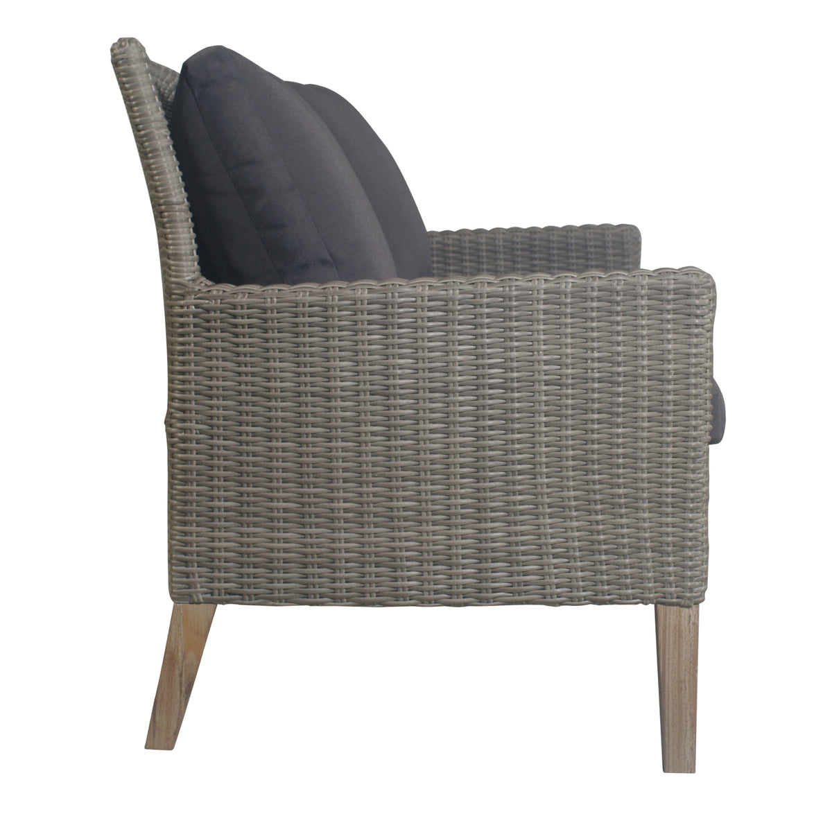 Byron 4pc Rattan Outdoor Sofa Set 2 Seater Wicker Lounge Grey Coffee Table 