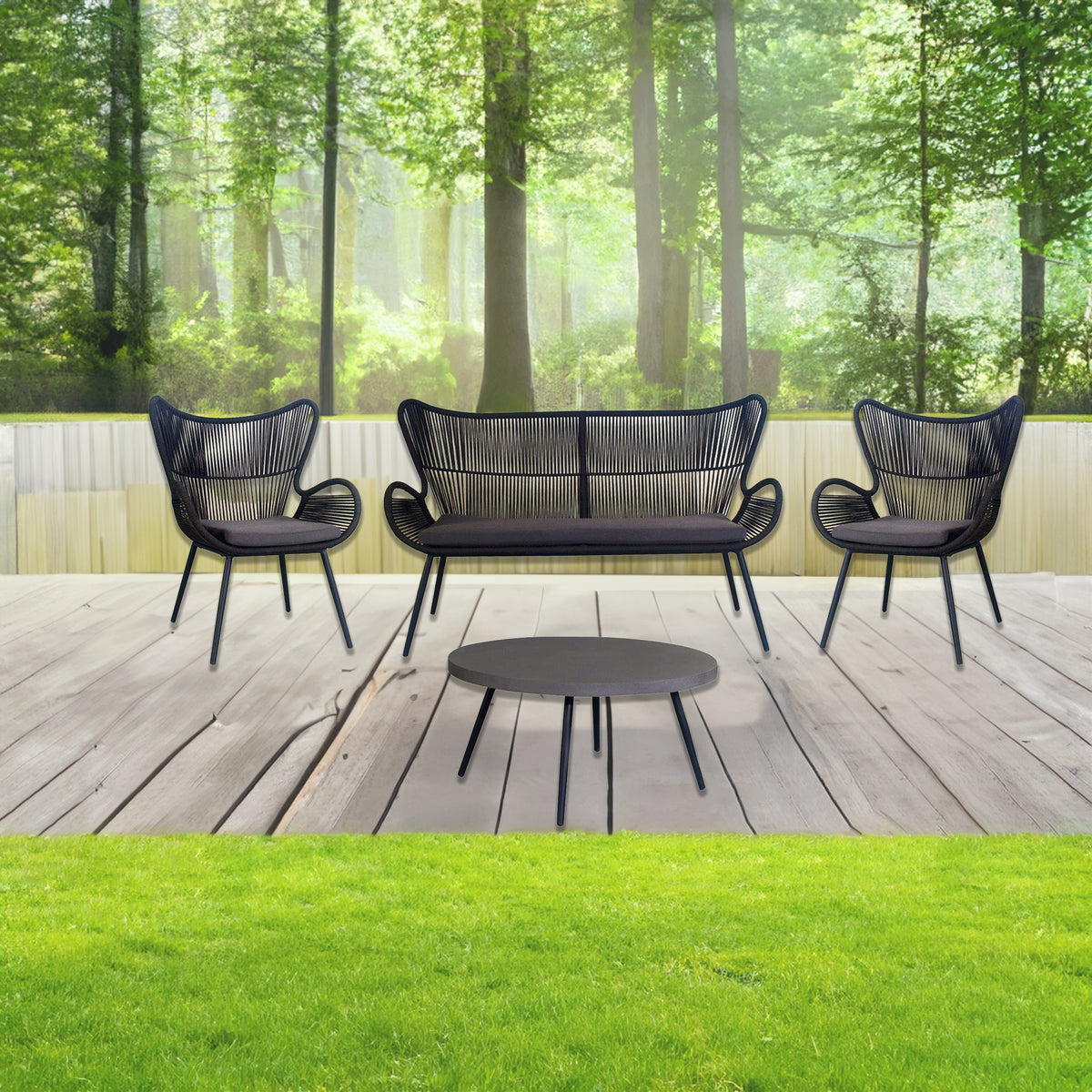 Cairns 4pc Outdoor Sofa Set with Cement Top Coffee Table 