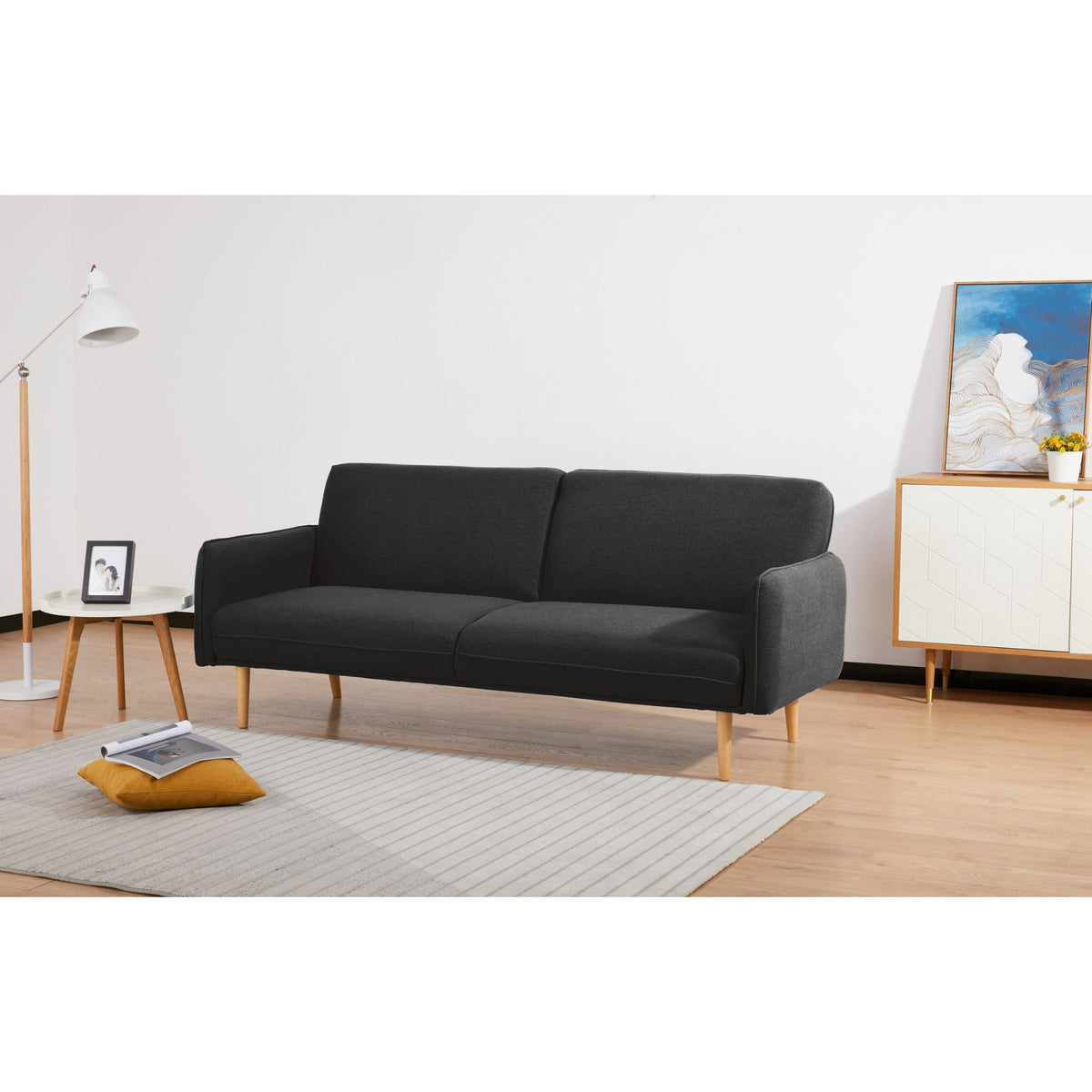 Celia 3 Seater Fabric Sofa Bed Charcoal
