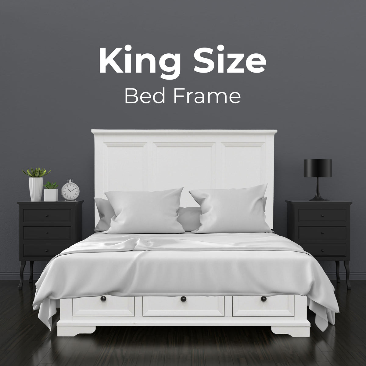 Celosia 4pc Bed Frame Bedside Tallboy Suite King 