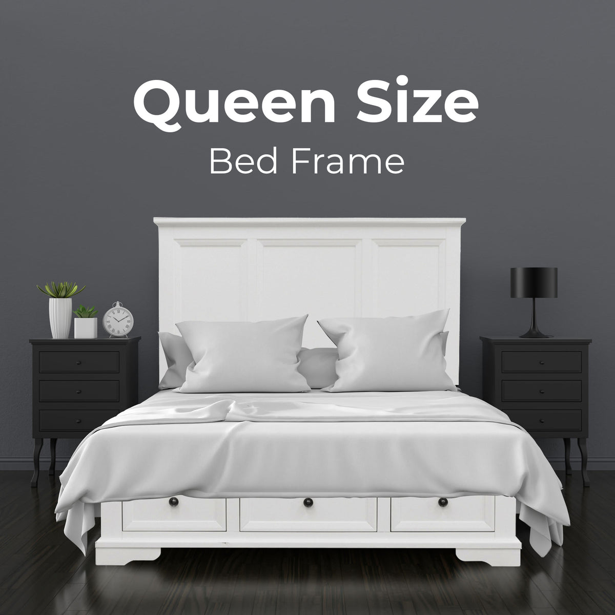 Celosia 4pc Bed Frame Bedside Tallboy Suite Queen 
