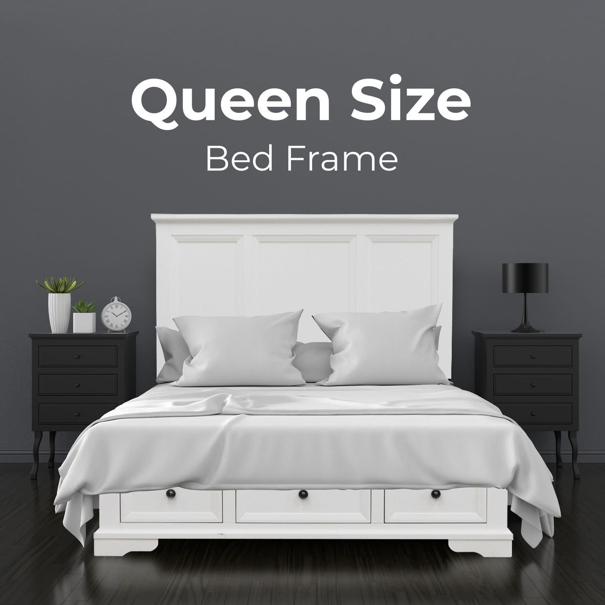 Celosia 4pc Bed Frame Bedside Tallboy Suite Queen