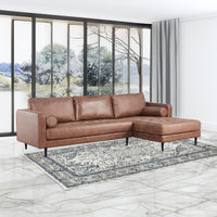 Chelsea 2 Seater Fabric Chaise Sofa Dark Brown Right