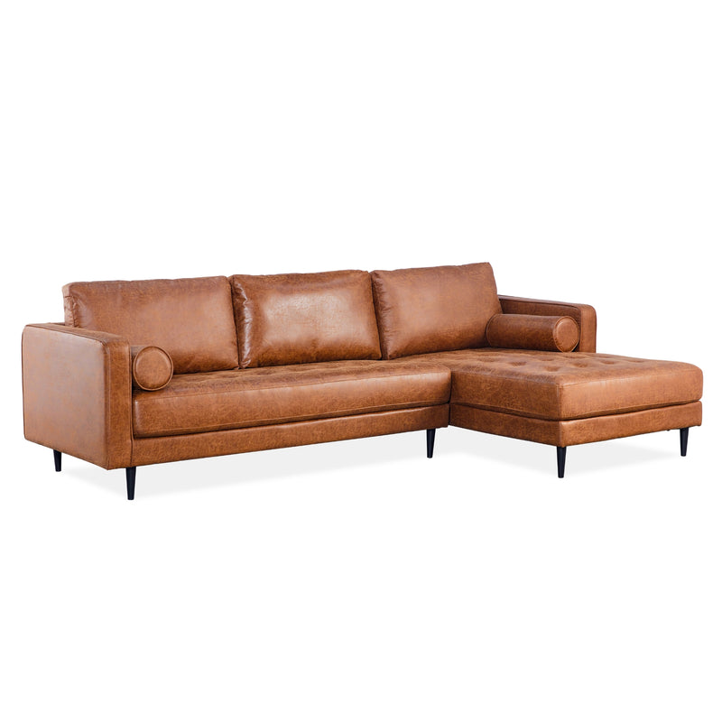 Chelsea 2 Seater Fabric Chaise Sofa Light Brown Right