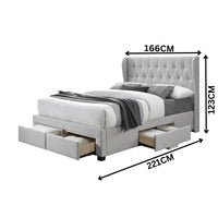 Chelsea Queen Bed Frame Storage Drawer Stone Grey