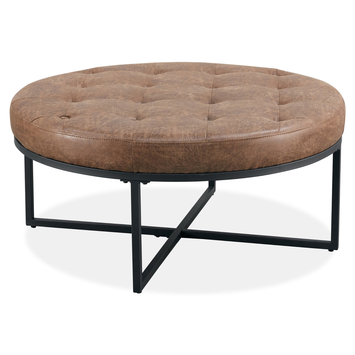 Chelsea Fabric Ottoman Dark  Brown Round