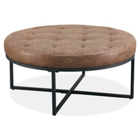 Chelsea Fabric Ottoman Dark  Brown Round