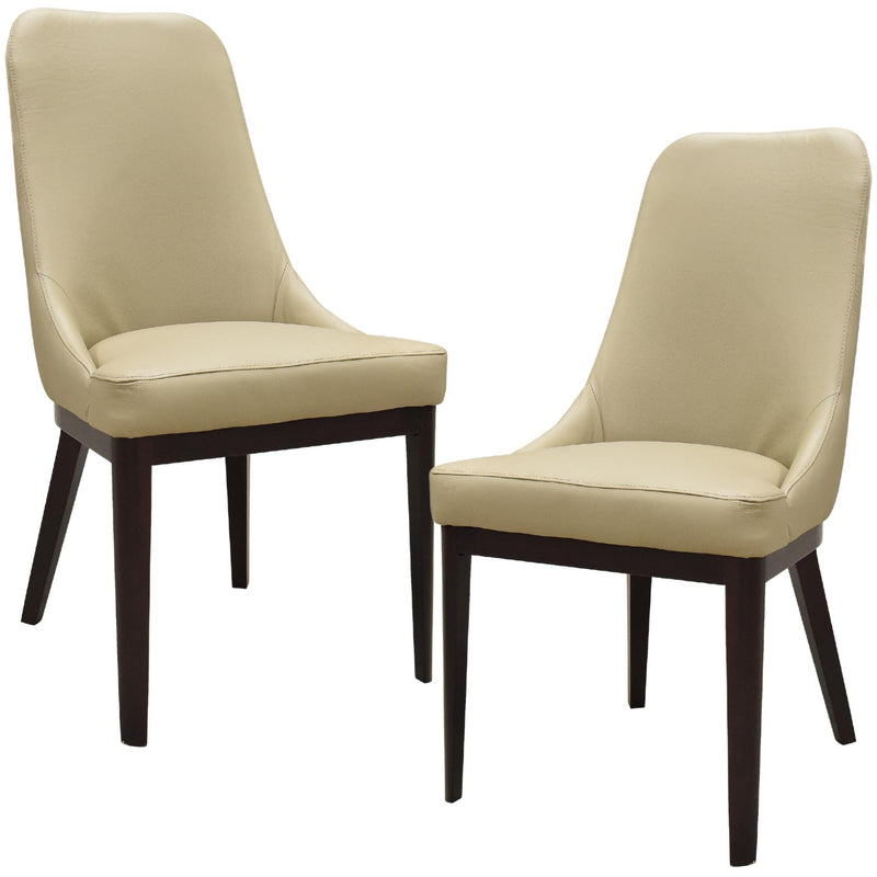 Claire Set of 2 Dining Chair Genuine Leather Solid Rubber Wood Frame - Taupe