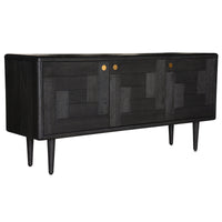 Claire Sideboard Buffet Table 160cm 3 Door Solid Oak Timber Wood - Black
