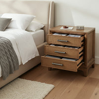 Cypress Bedside Table 3 Drawer Natural