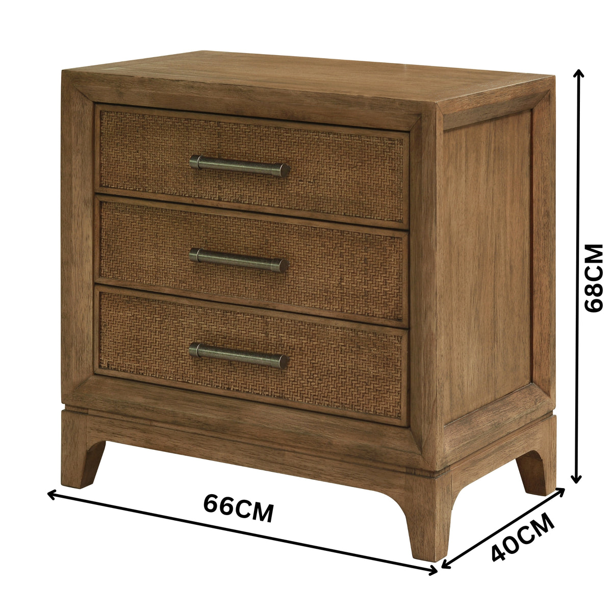 Cypress Bedside Table 3 Drawer Natural
