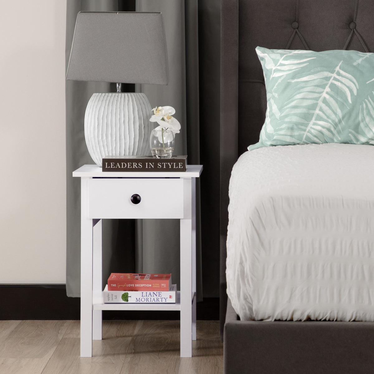 Declan Bedside Table Nightstand Side End Bedroom Storage Cabinet White