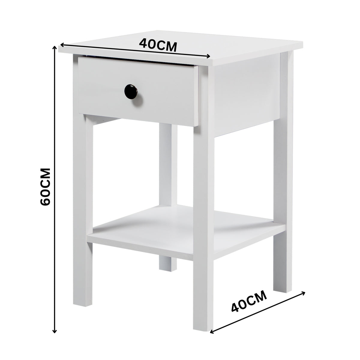 Declan Bedside Table Nightstand Side End Bedroom Storage Cabinet White