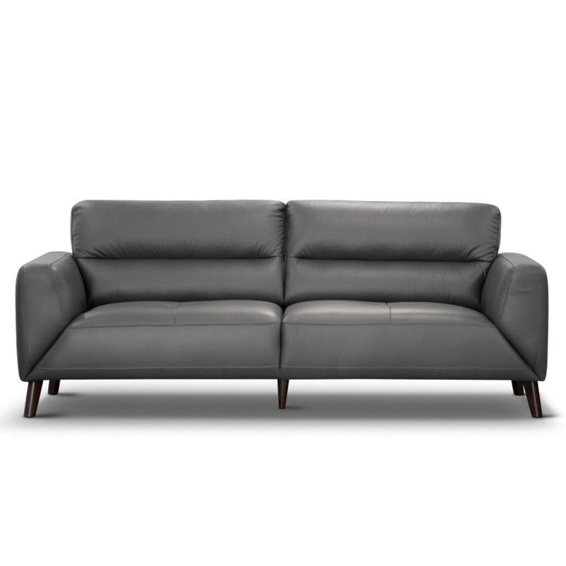 Downy Leather Sofa 3 Seater Gunmetal