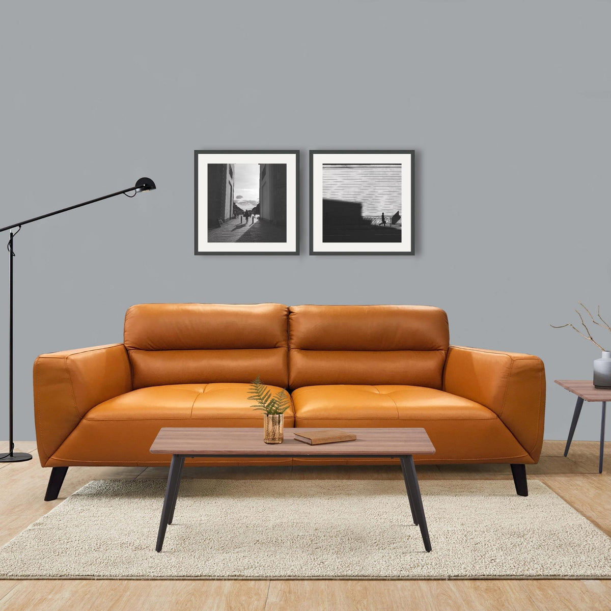 Downy  Genuine Leather Sofa Set 3 + 2 Seater Upholstered Lounge Couch Tangerine