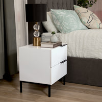 Dric 2 Drawers Bedside Table Nightstand Side End Bedroom Storage Cabinet White
